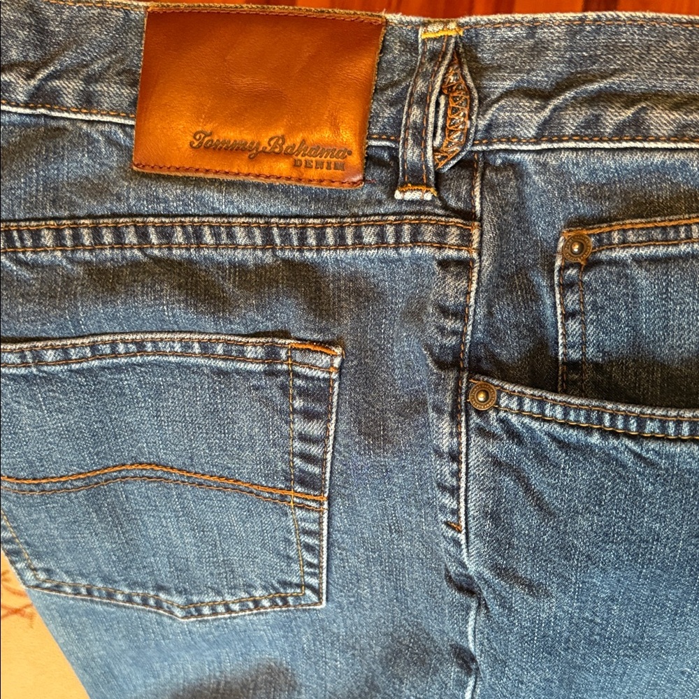 Tommy Bahama Classic Blue Jeans with Leather Patch